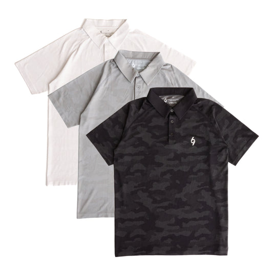 Armada Golf Polo Bundle (3 Polos - Black / White / Grey)